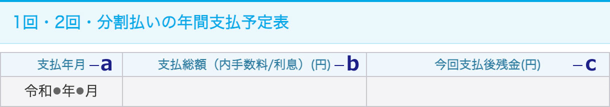 1回・2回・分割払いの年間お支払予定表
