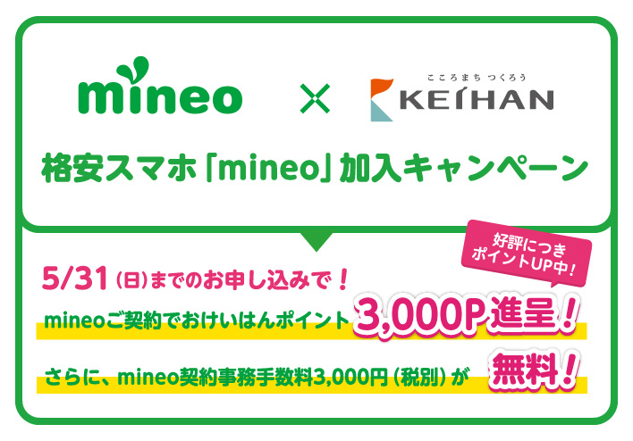 格安スマホ「mineo(マイネオ)」加入キャンペーン