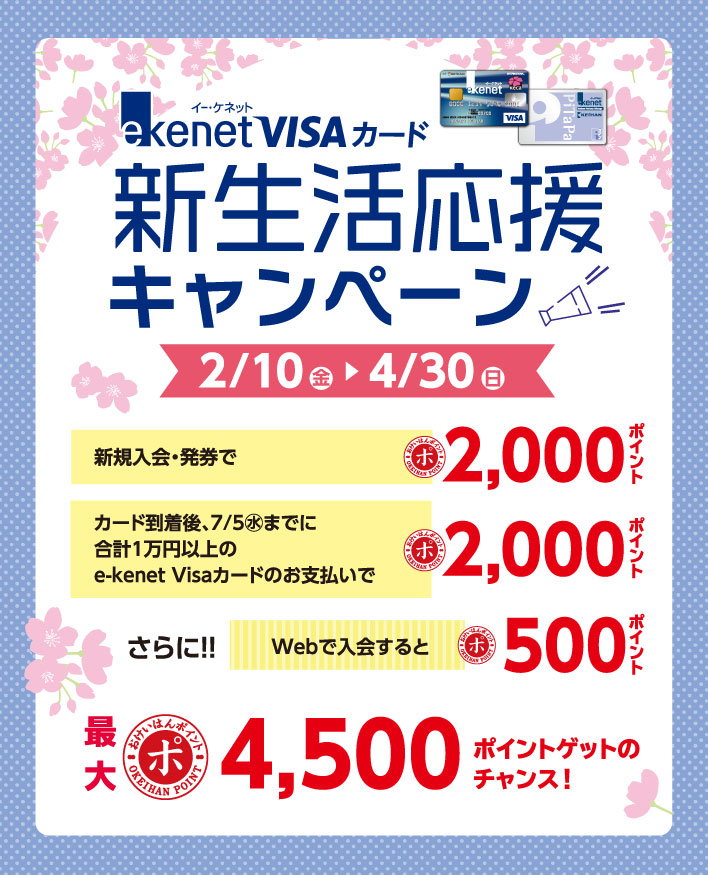 e-kenet Visaカード 新生活応援キャンペーン